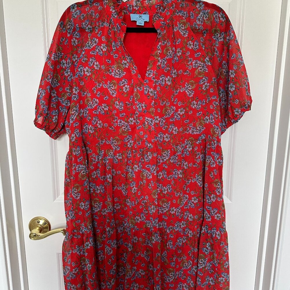 CeCe Tired Chiffon Babydoll Dress - Size L